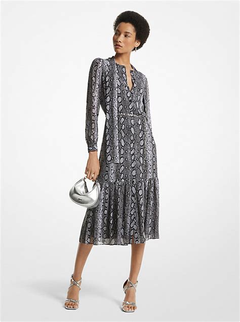 michael michael kors georgette pleated shirtdress|Snake Print Georgette Pleated Shirtdress .